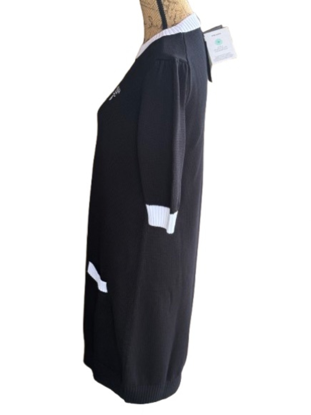 NWT Prada Milano Logo Cotton Knit Mini Dress IT44 Black Made in Italy Luxury - Picture 6 of 16